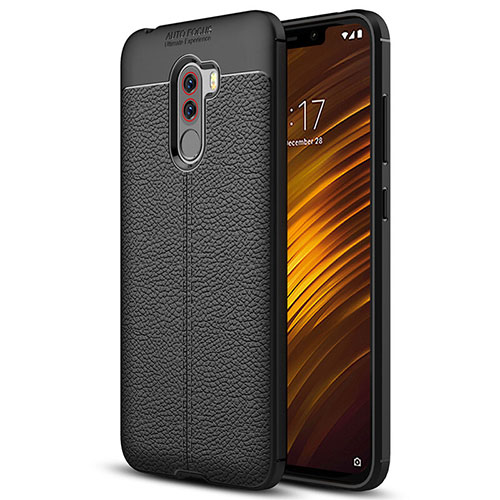 Soft Silicone Gel Leather Snap On Case Q01 for Xiaomi Pocophone F1 Black