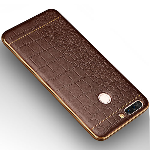 Soft Silicone Gel Leather Snap On Case W01 for Huawei Honor 8 Pro Brown