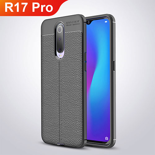 Soft Silicone Gel Leather Snap On Case W01 for Oppo R17 Pro Black