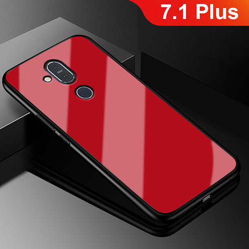 Soft Silicone Gel Mirror Case for Nokia 7.1 Plus Red