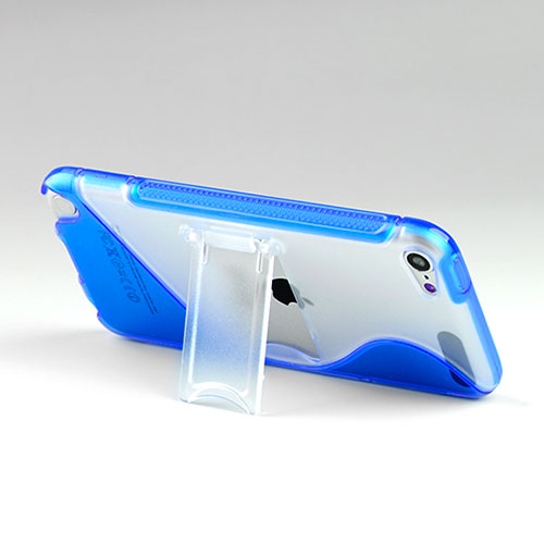 Soft TPU Transparent Stands S-Line Cover for Apple iPod Touch 5 Blue