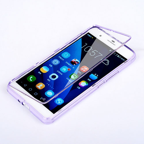 Soft Transparent Flip Case for Huawei Honor 6 Plus Purple