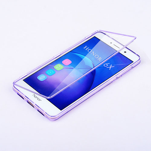 Soft Transparent Flip Case for Huawei Honor 6X Purple