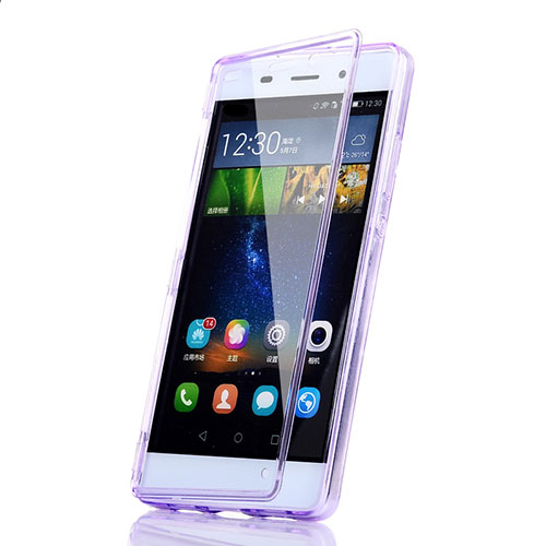 Soft Transparent Flip Case for Huawei P8 Lite Purple