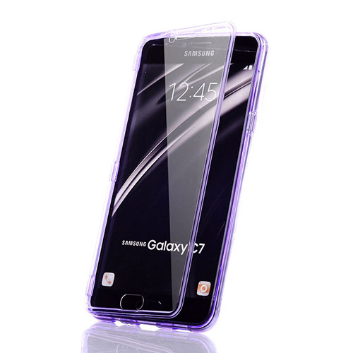 Soft Transparent Flip Case for Samsung Galaxy C7 SM-C7000 Purple