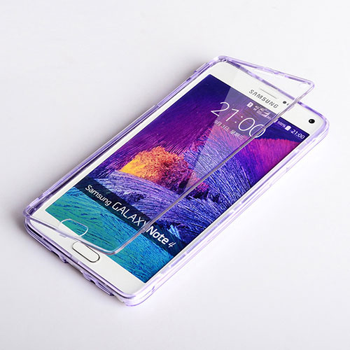 Soft Transparent Flip Case for Samsung Galaxy Note 4 SM-N910F Purple