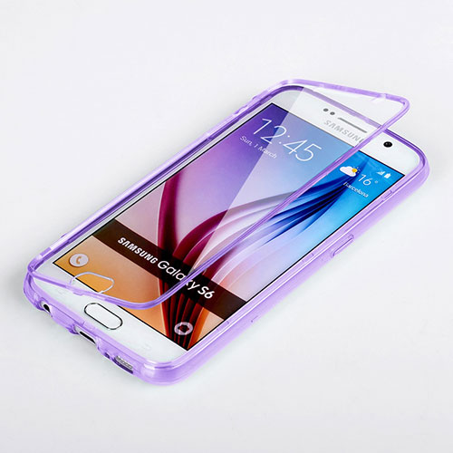 Soft Transparent Flip Case for Samsung Galaxy S6 Duos SM-G920F G9200 Purple