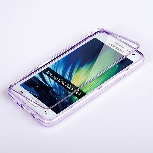 Soft Transparent Flip Cover for Samsung Galaxy A3 SM-300F Purple
