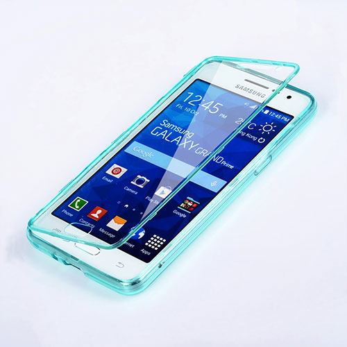Soft Transparent Flip Cover for Samsung Galaxy Grand Prime 4G G531F Duos TV Sky Blue