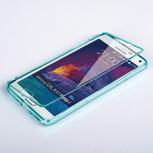 Soft Transparent Flip Cover for Samsung Galaxy Note 4 SM-N910F Sky Blue