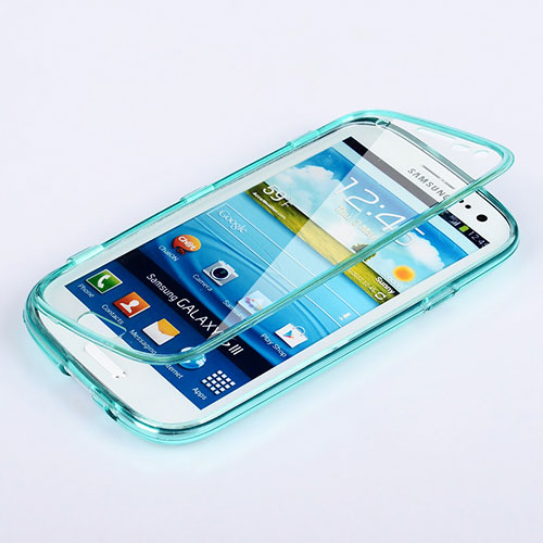 Soft Transparent Flip Cover for Samsung Galaxy S3 4G i9305 Sky Blue