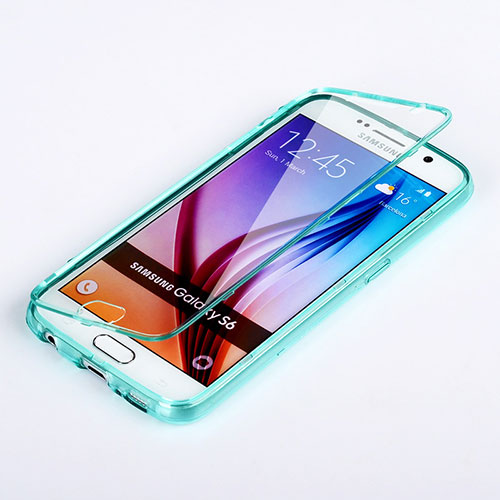 Soft Transparent Flip Cover for Samsung Galaxy S6 SM-G920 Sky Blue