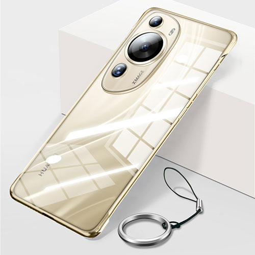 Transparent Crystal Frameless Hard Case Back Cover for Huawei P60 Art Gold
