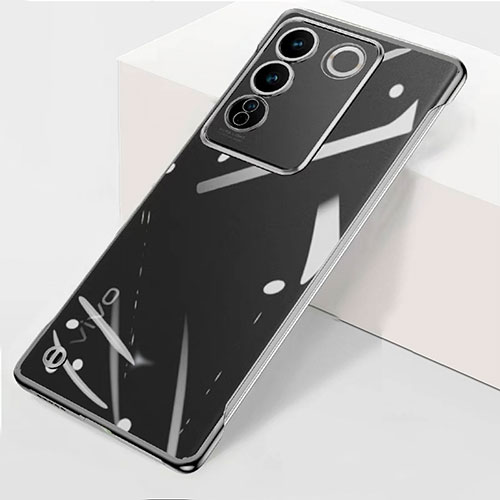 Transparent Crystal Frameless Hard Case Back Cover for Vivo V27 5G Black