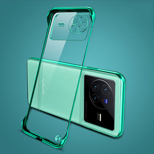 Transparent Crystal Frameless Hard Case Back Cover H01 for Vivo X80 5G Green