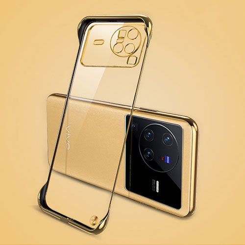 Transparent Crystal Frameless Hard Case Back Cover H01 for Vivo X80 Pro 5G Gold
