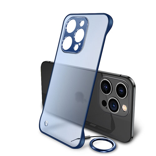 Transparent Crystal Hard Case Back Cover H01 for Apple iPhone 13 Pro Blue