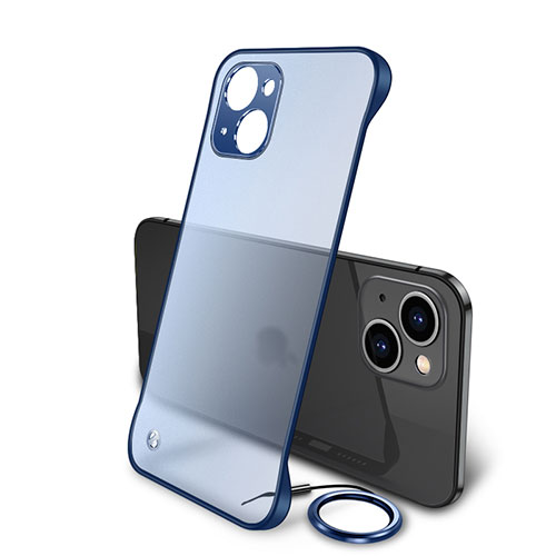 Transparent Crystal Hard Case Back Cover H01 for Apple iPhone 14 Blue