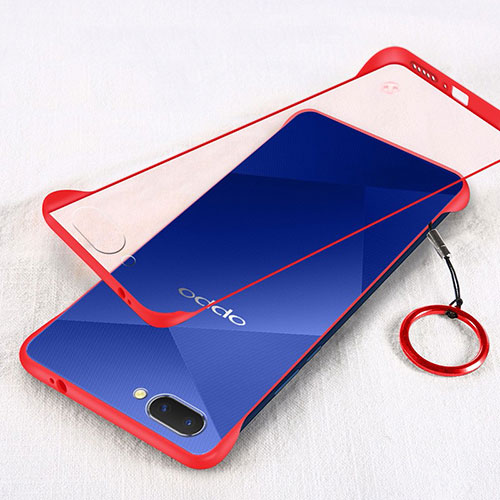 Transparent Crystal Hard Case Back Cover H01 for Oppo A12e Red