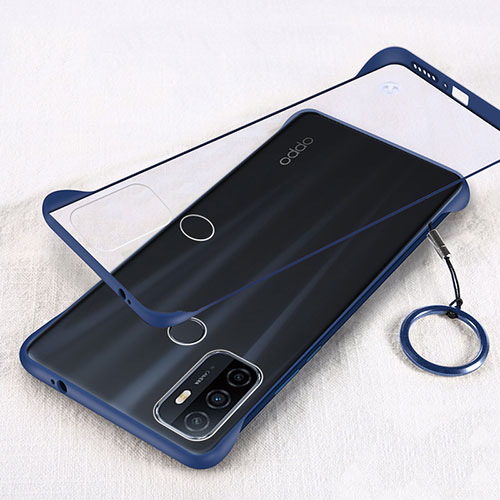 Transparent Crystal Hard Case Back Cover H01 for Oppo A33 Blue