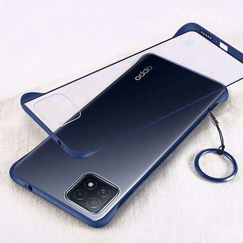 Transparent Crystal Hard Case Back Cover H01 for Oppo A53 5G Blue