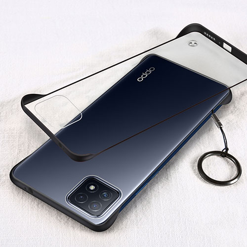 Transparent Crystal Hard Case Back Cover H01 for Oppo A73 5G Black