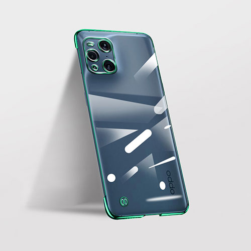 Transparent Crystal Hard Case Back Cover H01 for Oppo Find X3 5G Green