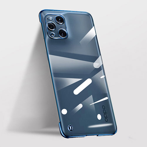 Transparent Crystal Hard Case Back Cover H01 for Oppo Find X3 Pro 5G Blue