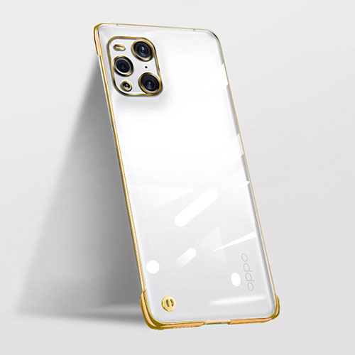 Transparent Crystal Hard Case Back Cover H01 for Oppo Find X3 Pro 5G Gold