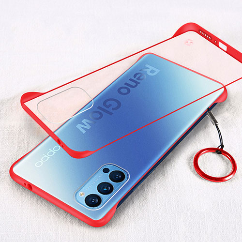 Transparent Crystal Hard Case Back Cover H01 for Oppo Reno4 5G Red