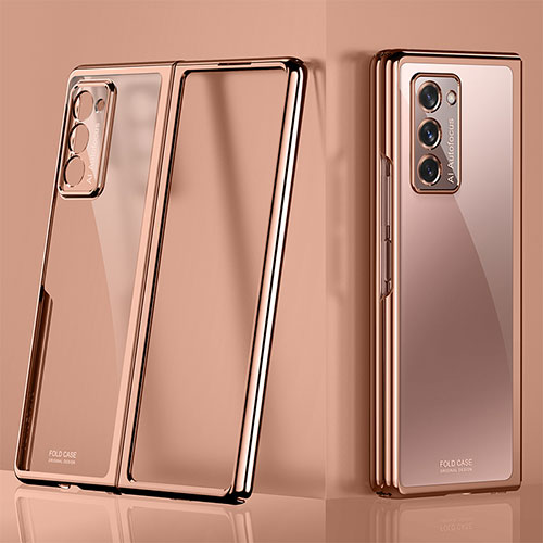 Transparent Crystal Hard Case Back Cover H01 for Samsung Galaxy Z Fold2 5G Rose Gold