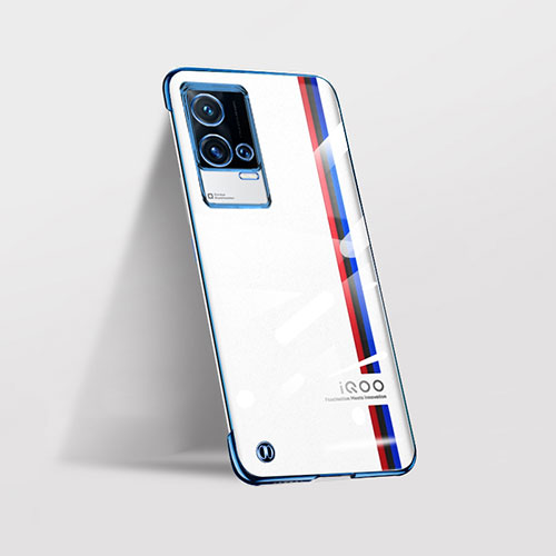 Transparent Crystal Hard Case Back Cover H01 for Vivo iQOO 8 Pro 5G Blue