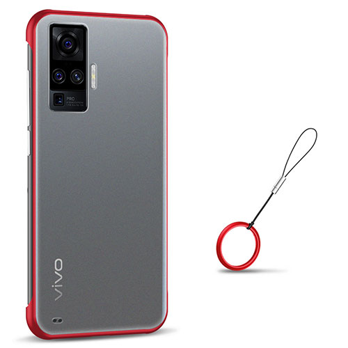 Transparent Crystal Hard Case Back Cover H01 for Vivo X50 Pro 5G Red