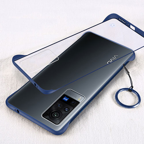Transparent Crystal Hard Case Back Cover H01 for Vivo X60 Pro 5G Blue