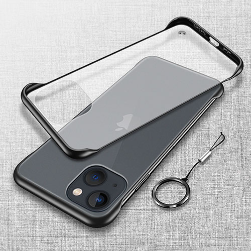 Transparent Crystal Hard Case Back Cover H02 for Apple iPhone 13 Black