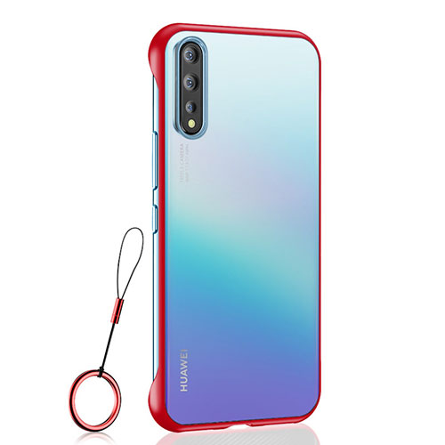 Transparent Crystal Hard Case Back Cover H02 for Huawei Y8p Red