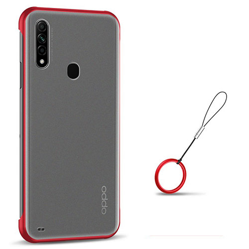 Transparent Crystal Hard Case Back Cover H02 for Oppo A8 Red