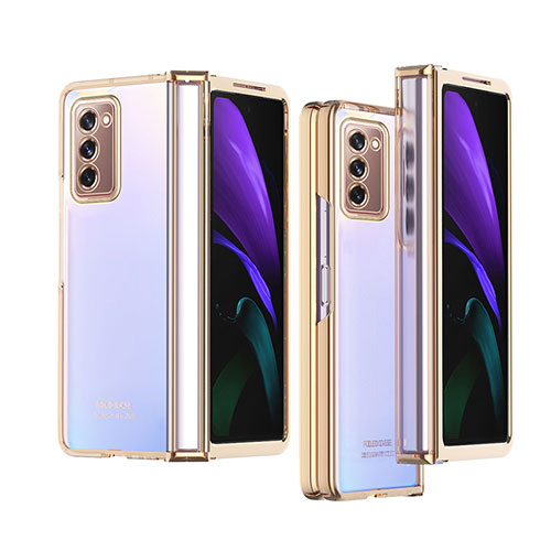 Transparent Crystal Hard Case Back Cover H02 for Samsung Galaxy Z Fold2 5G Gold