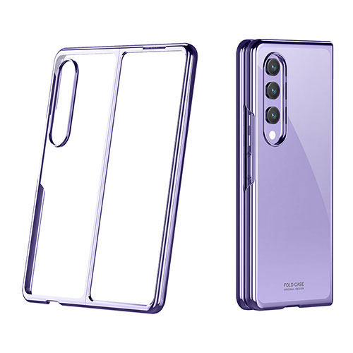 Transparent Crystal Hard Case Back Cover H02 for Samsung Galaxy Z Fold4 5G Purple