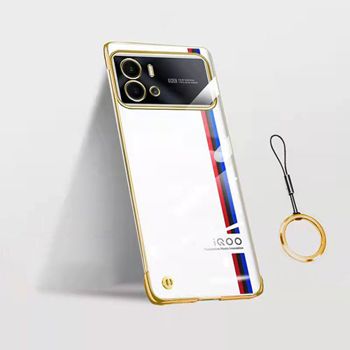 Transparent Crystal Hard Case Back Cover H02 for Vivo iQOO 9 Pro 5G Gold