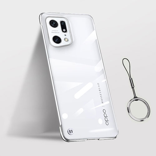 Transparent Crystal Hard Case Back Cover H03 for Oppo Find X5 Pro 5G Silver