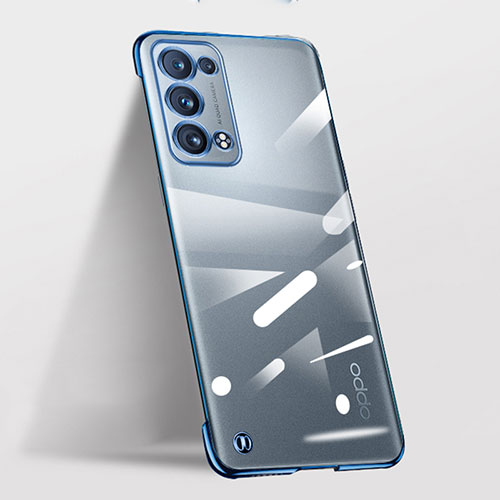 Transparent Crystal Hard Case Back Cover H03 for Oppo Reno6 Pro 5G Blue