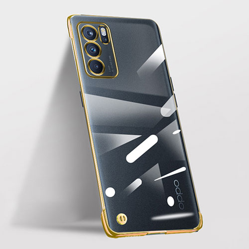 Transparent Crystal Hard Case Back Cover H03 for Oppo Reno6 Pro 5G India Gold