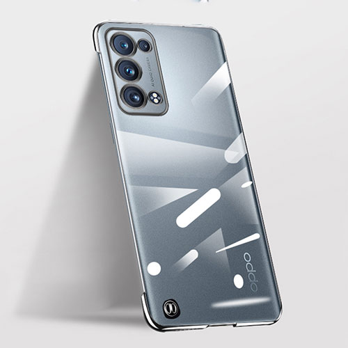 Transparent Crystal Hard Case Back Cover H03 for Oppo Reno6 Pro+ Plus 5G Black