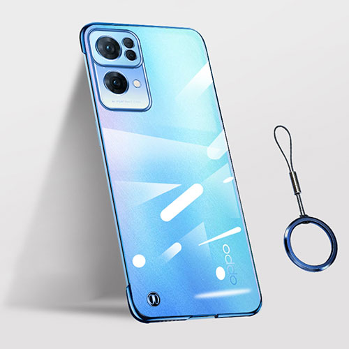 Transparent Crystal Hard Case Back Cover H03 for Oppo Reno7 Pro 5G Blue