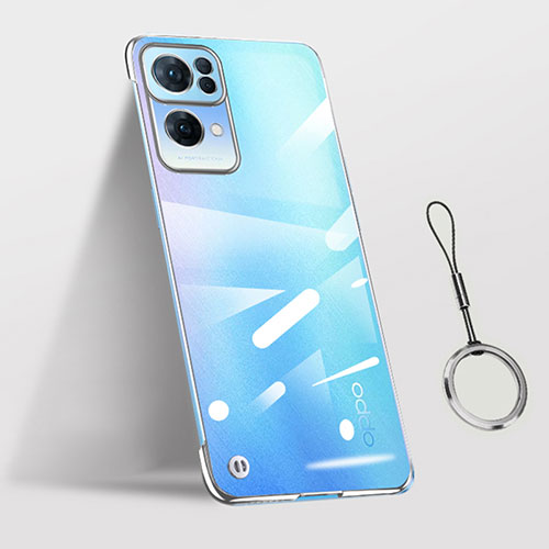 Transparent Crystal Hard Case Back Cover H03 for Oppo Reno7 Pro 5G Silver