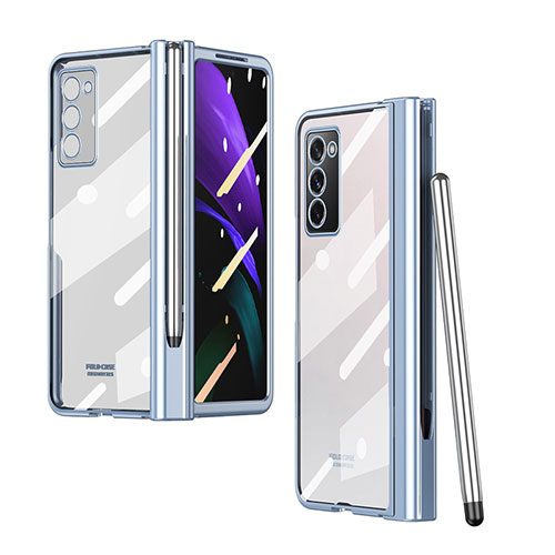 Transparent Crystal Hard Case Back Cover H03 for Samsung Galaxy Z Fold2 5G Blue