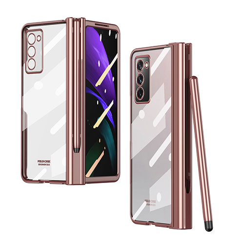 Transparent Crystal Hard Case Back Cover H03 for Samsung Galaxy Z Fold2 5G Rose Gold