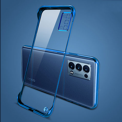 Transparent Crystal Hard Case Back Cover H04 for Oppo Reno6 Pro+ Plus 5G Blue