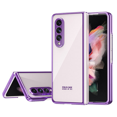 Transparent Crystal Hard Case Back Cover H04 for Samsung Galaxy Z Fold3 5G Purple